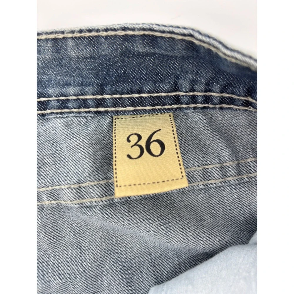 Ecko Unltd Mens Distressed Embroidered Cross Pocket Jeans Blue Size 36 Y2K